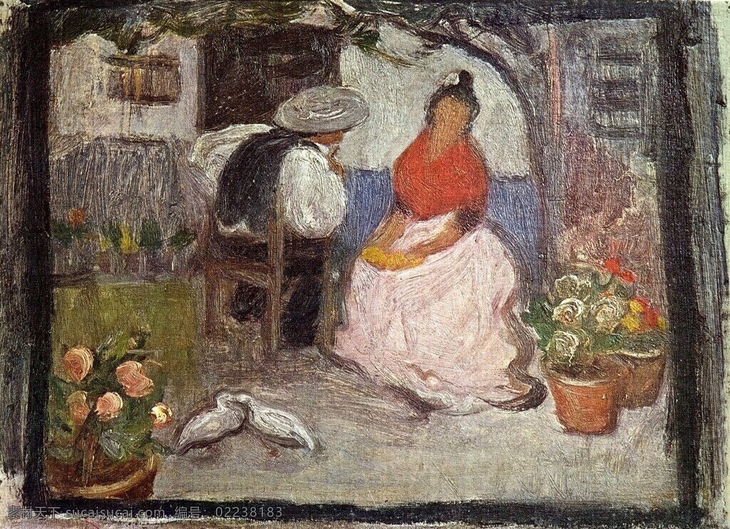 andalou 西班牙 画家 巴勃罗 毕加索 抽象 油画 人物 人体 装饰画 patio un dans couple 家居装饰素材