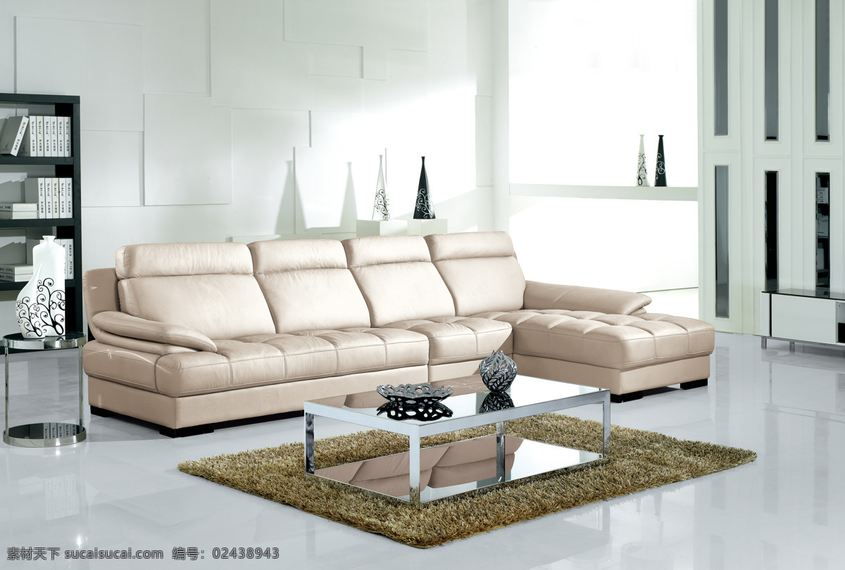 休闲沙发 真皮沙发 背景图 茶几 地毯 书架 装饰素材 室内设计