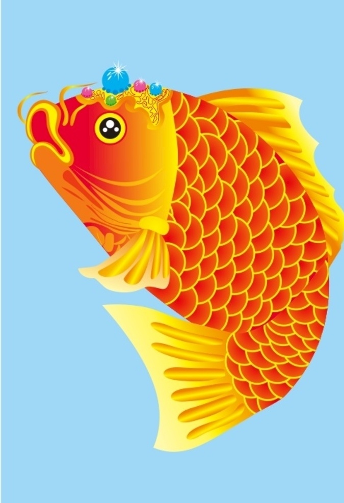 鲤鱼跳龙门 上叁 卡通鲤鱼 中国风 古典元素 中国古典元素 矢量图 可编辑 可调色 鱼
