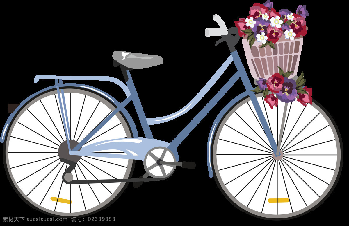 花篮 自行车 插画 免 抠 透明 图 层 共享单车 女式单车 男式单车 电动车 绿色低碳 绿色环保 环保电动车 健身单车 摩拜 ofo单车 小蓝单车 双人单车 多人单车