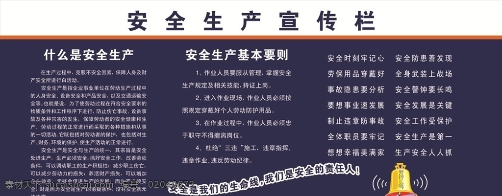 安全 生产 宣传栏 展板 要则 生产要则 煤厂制度 安全生产 警钟 环保 环境 分层