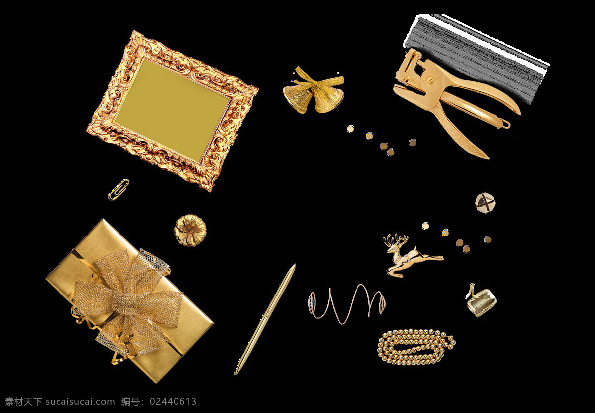 金色 相框 礼物 盒 麋鹿 精致 用具 元素 礼物盒 文艺 png元素 免抠元素 透明元素