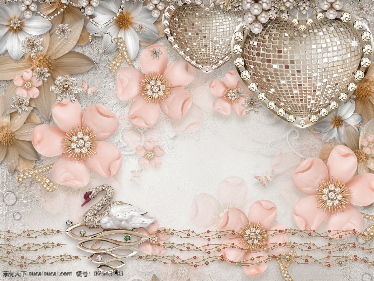 现代 简约 时尚 浮雕 珠宝 花朵 背景 墙 背景墙 现代简约时尚