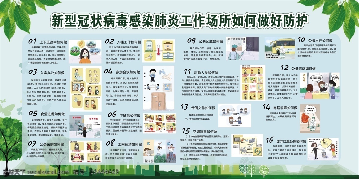 新型冠状病毒 肺炎 防护 个人防护 工作场所防护 冠状病毒漫画 分层