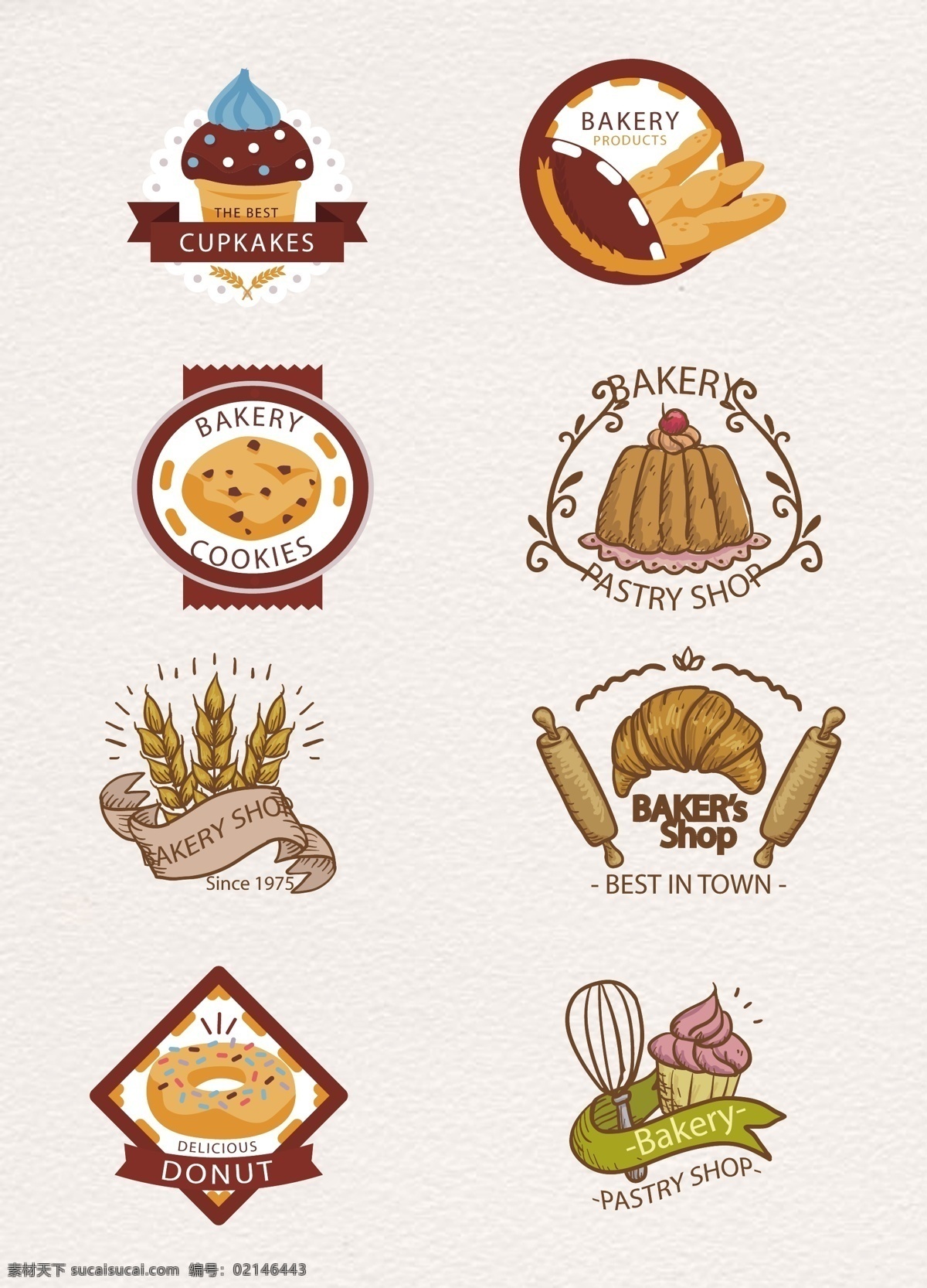 欧式 面包 食物 简约 蛋糕 创意 现代 点心 卡通