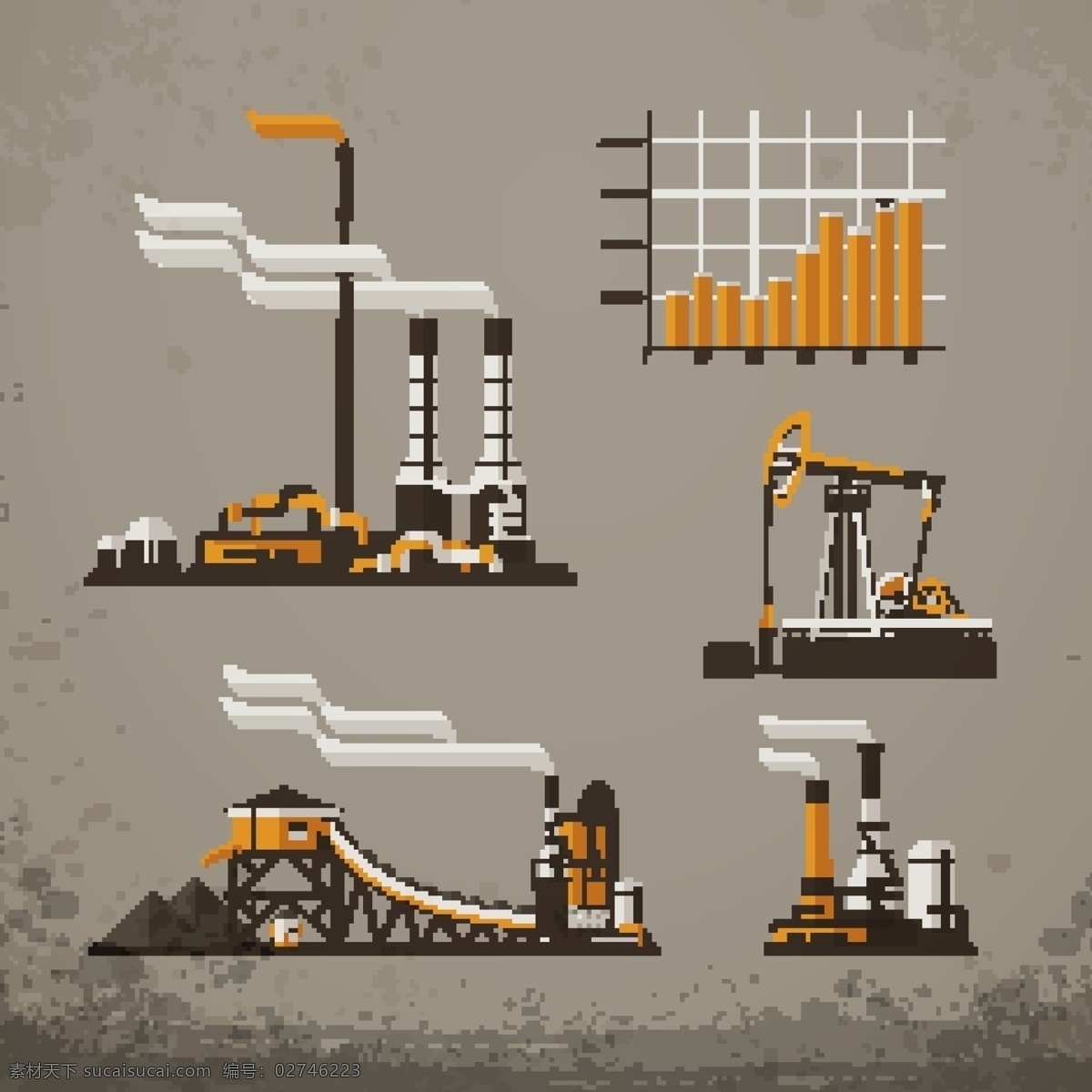 燃料 能源 工业生产 天然气 现代科技 燃料能源素材 开采 炼油厂 钻井平台 矢量图 其他矢量图