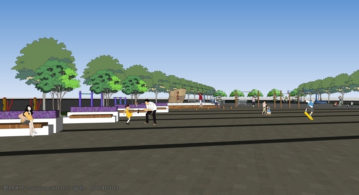 休闲 体育 广场 方案 透视图 景观设计 景观 大道 图 厂区绿化 景观大道 sketchup 休闲体育广场 装饰素材 园林景观设计