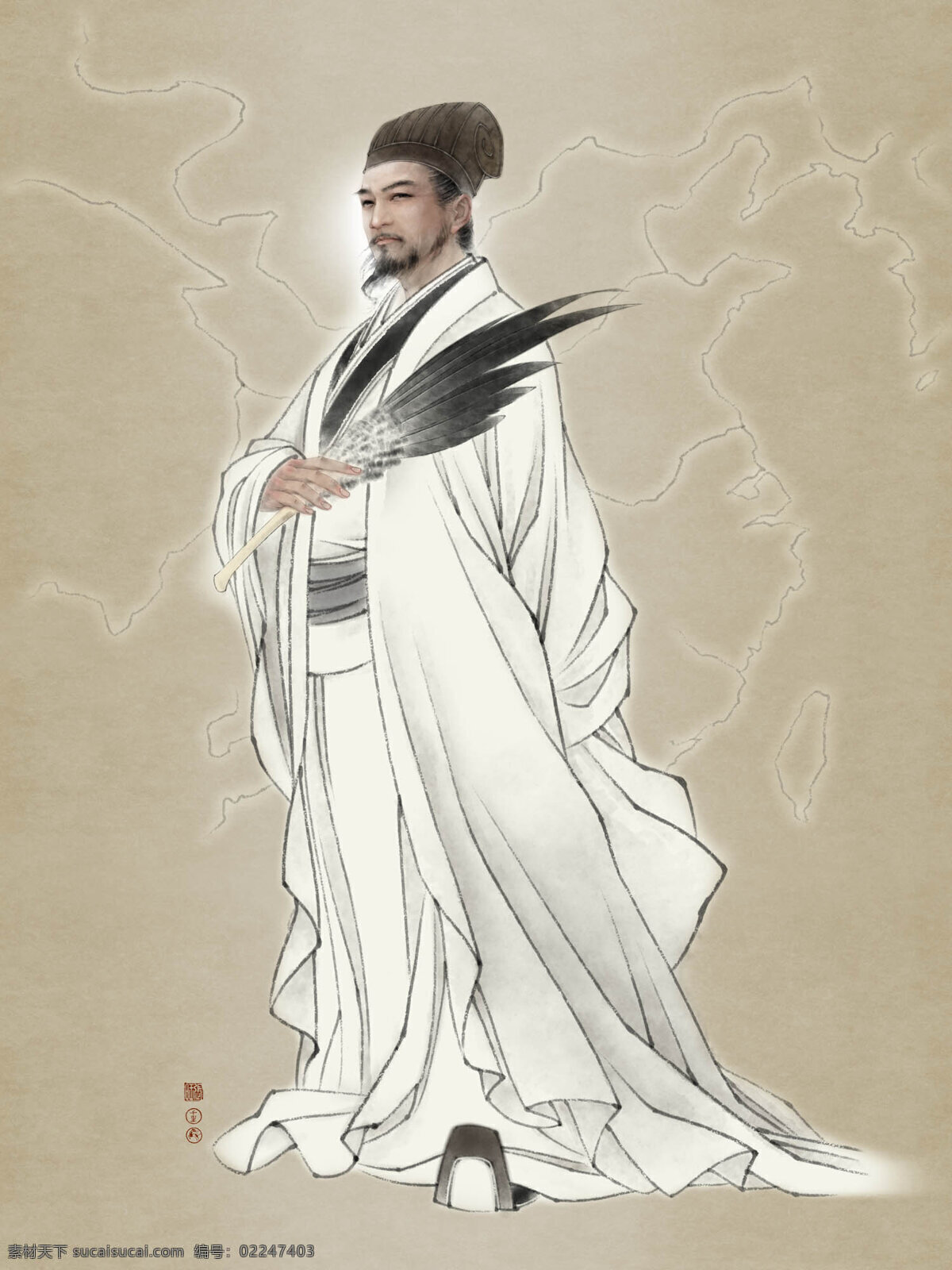 面容 忧患 诸葛亮 画家张旺作品 面带愁容 家居装饰素材 山水风景画
