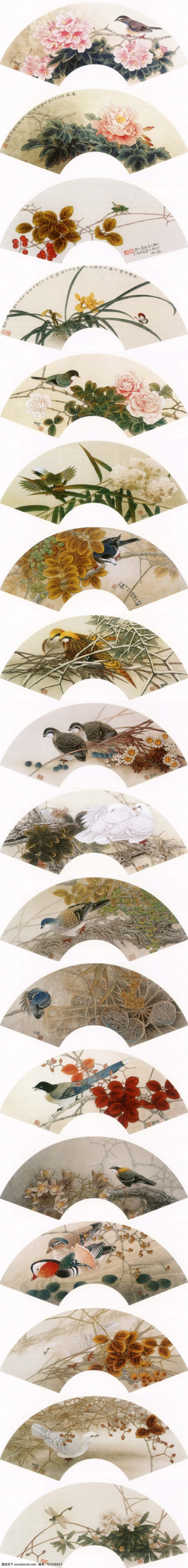 花鸟 工笔画 扇面 春 冬 菊 绿叶 梅 秋 夏 鲜花 中国古典文化 竹 诗词歌赋 兰 经典扇面 psd源文件