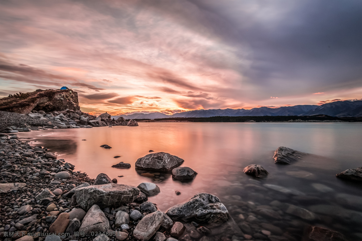 美景 小河 石子 石头 河水 清澈 广阔 天下 夕阳 自然景观 自然风景