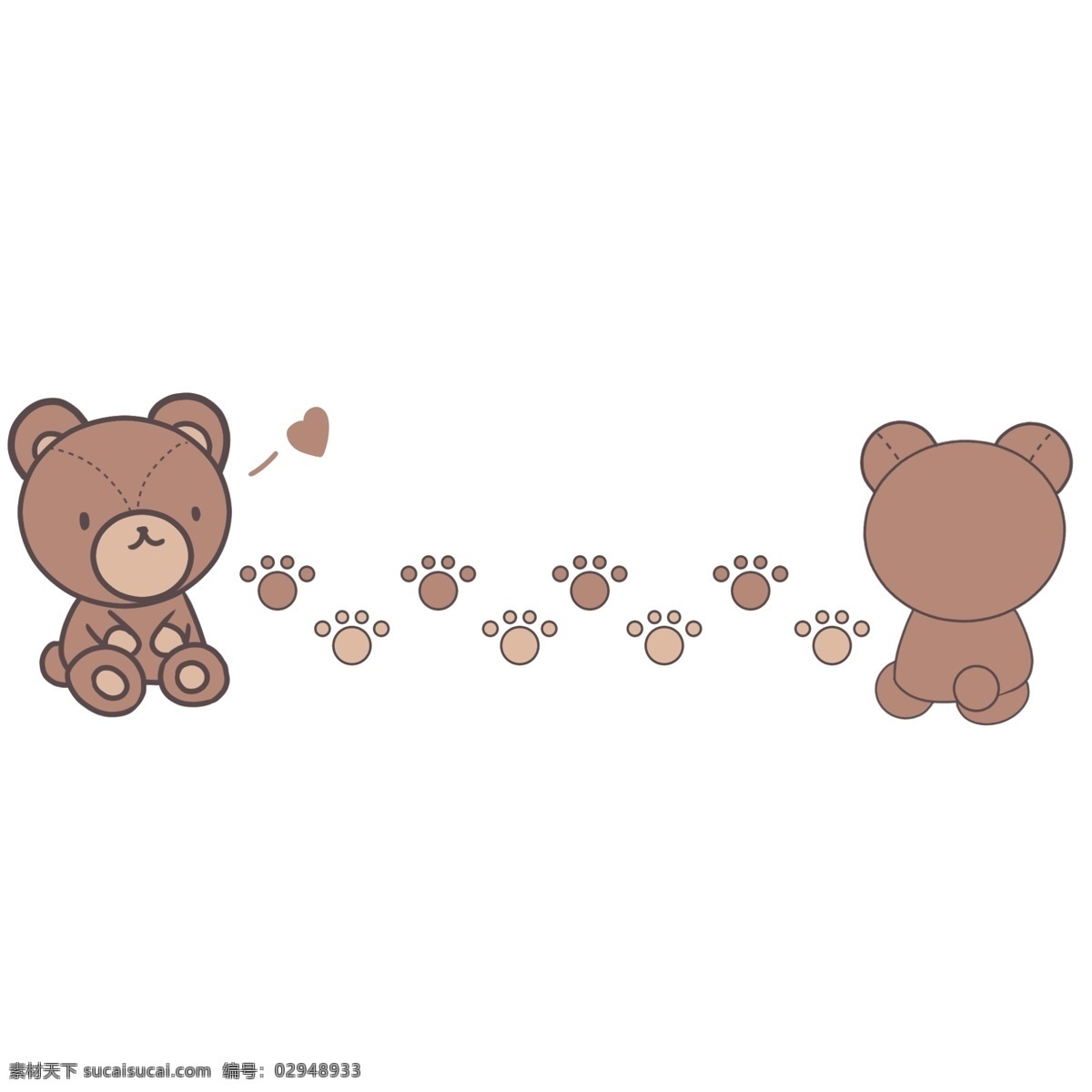 小 熊 玩偶 分割 成 插画 棕色的小熊 可爱的小熊 卡通插画 手绘 分割线 小物分割线 棕色的脚丫