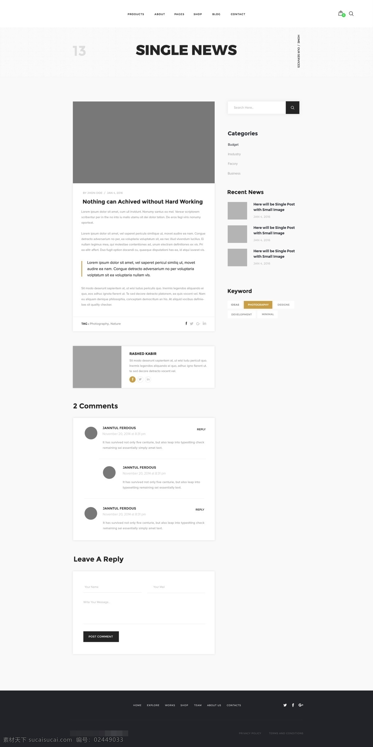 创意 机构 投资 组合 个人 博客 页面 模板 psd格式 白色 黑色 互动 简约 欧美 网页素材 文字 应用界面