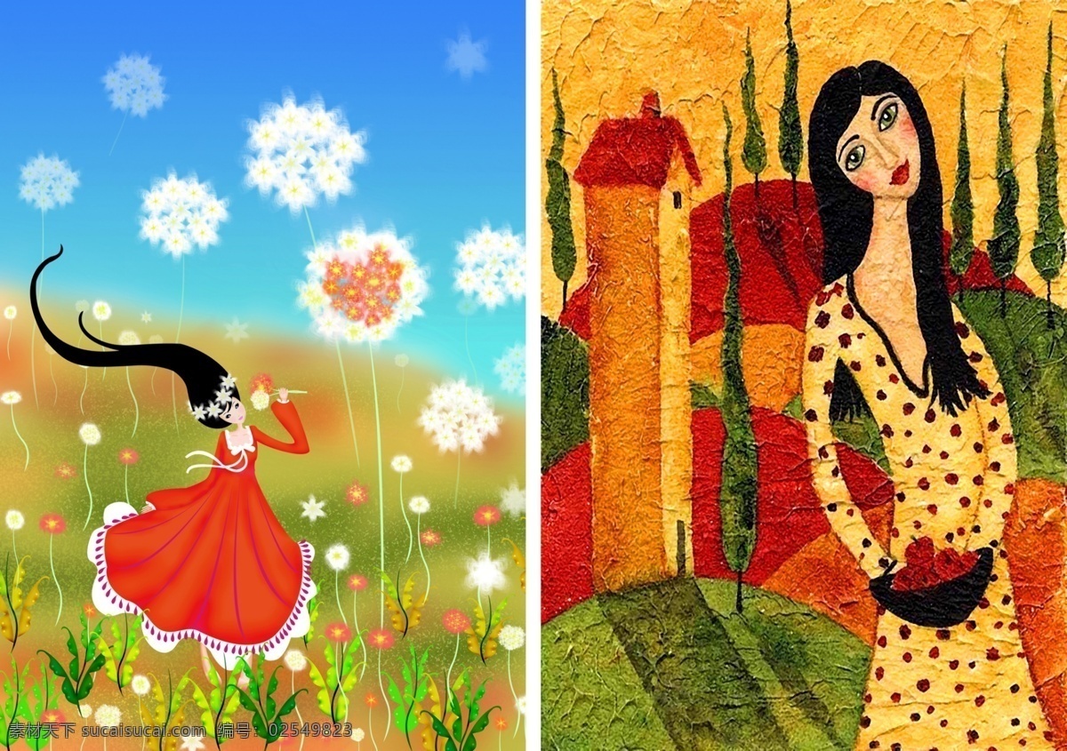 长发 春天 儿童画 封面 绘本 绘画 绘画书法 卡通 卡通绘本 女孩 设计素材 模板下载 长发女孩 装饰画 无框画 油画 手绘 印刷 趣味 可爱 人物 红裙 原创手绘作品 文化艺术 家居装饰素材