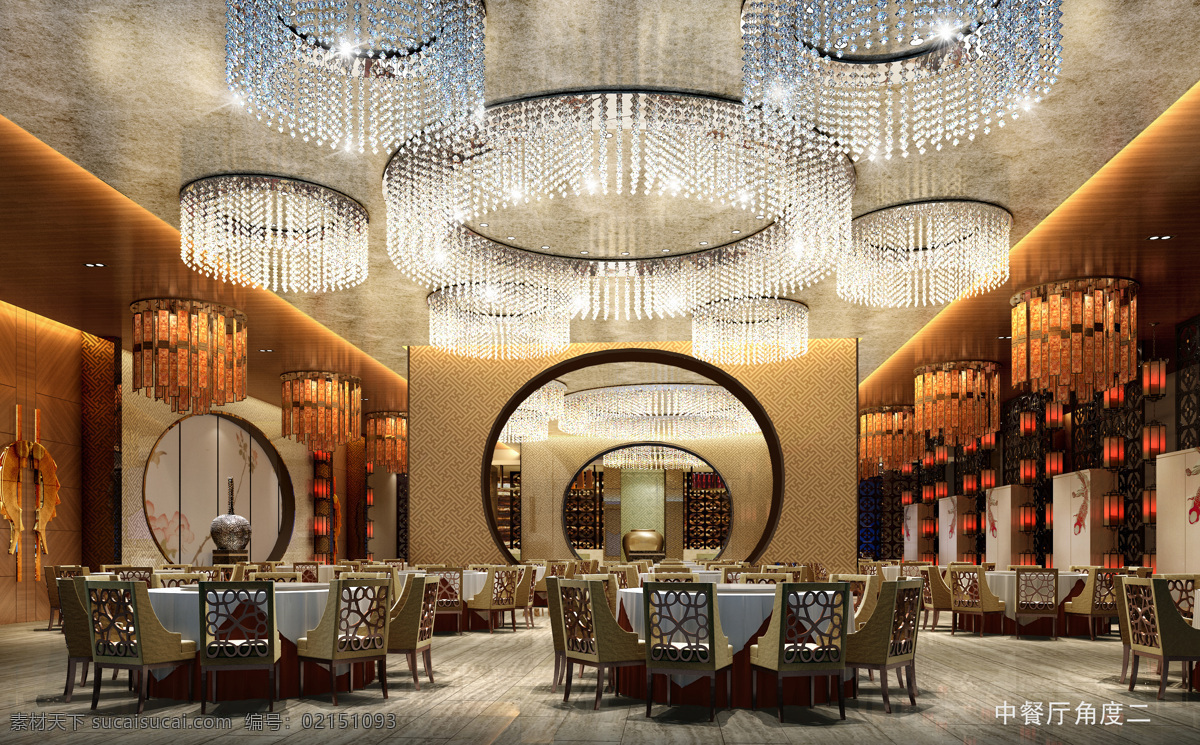 中餐厅 餐桌 环境设计 客家文化 室内设计 设计素材 模板下载 圆形吊灯 天圆地方 家居装饰素材