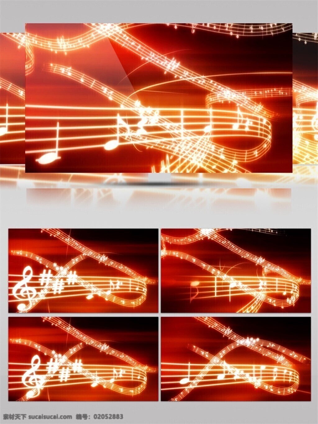 红色 音符 五线谱 高清 视频 动态视频素材 视频素材 喜庆红色