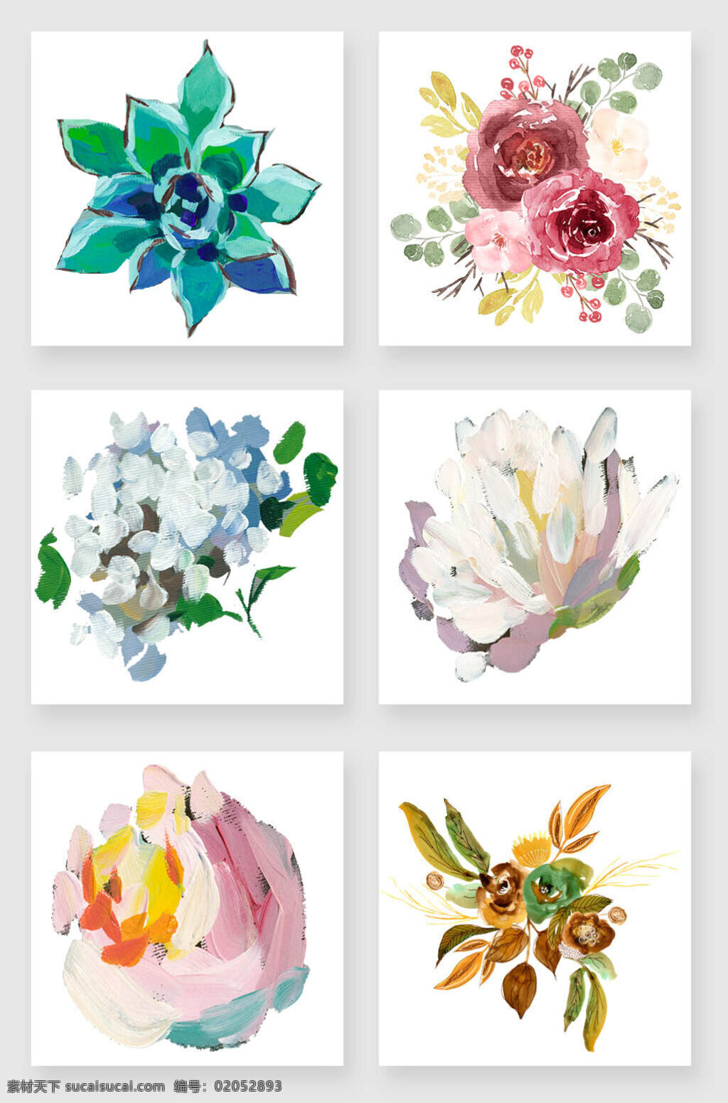 水墨画 花朵 图案 手绘 水粉 鲜花 装饰