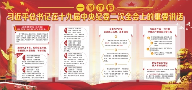 图 读 懂 习近平 十 九大 二 次 全会 重要讲话 党建海报 党务公开栏 二次全会 红色海报 华表 十九大 天安门 一图读懂