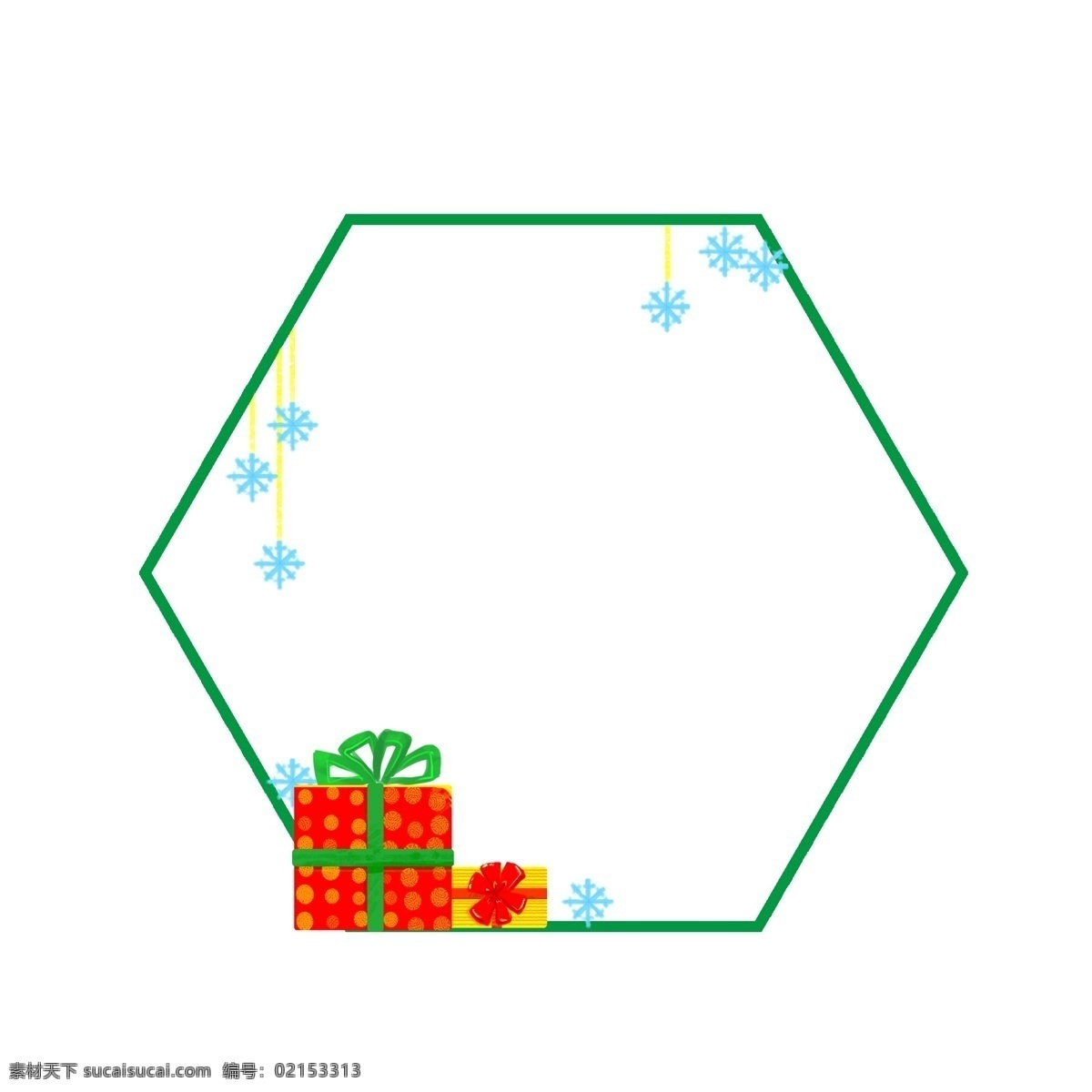 圣诞节 礼盒 边框 插画 绿色的边框 蓝色的雪花 漂亮的边框 手绘边框 手绘 红色的礼盒