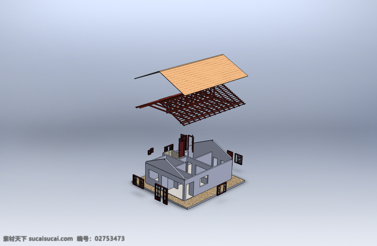 小 房子 建筑 3d模型素材 建筑模型