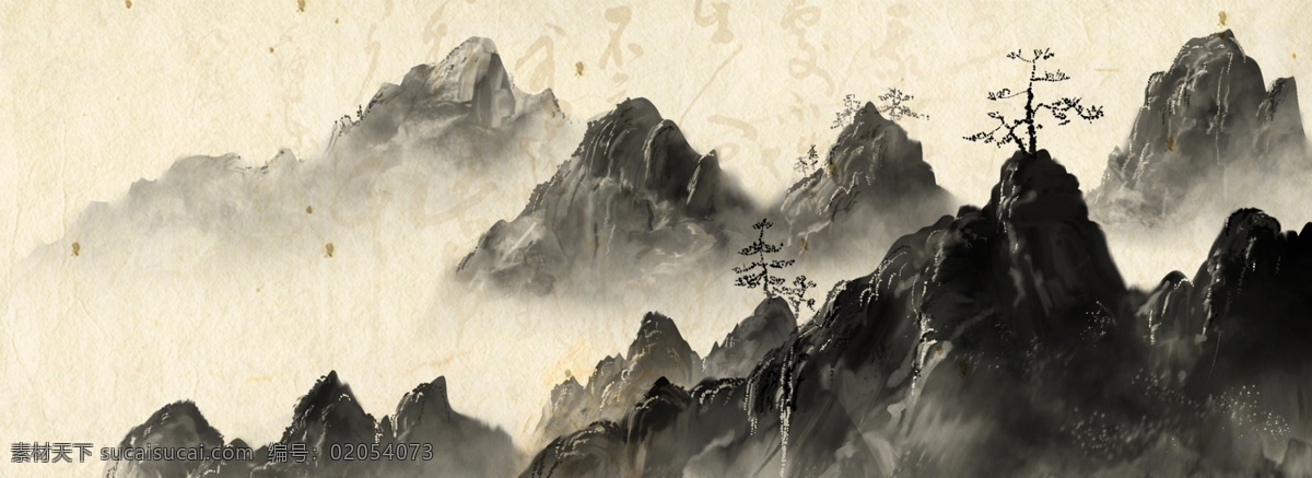 典雅 水墨 山脉 意境 古风 海报 背景 渐变 复古 中国风 文艺 清新 质感 纹理