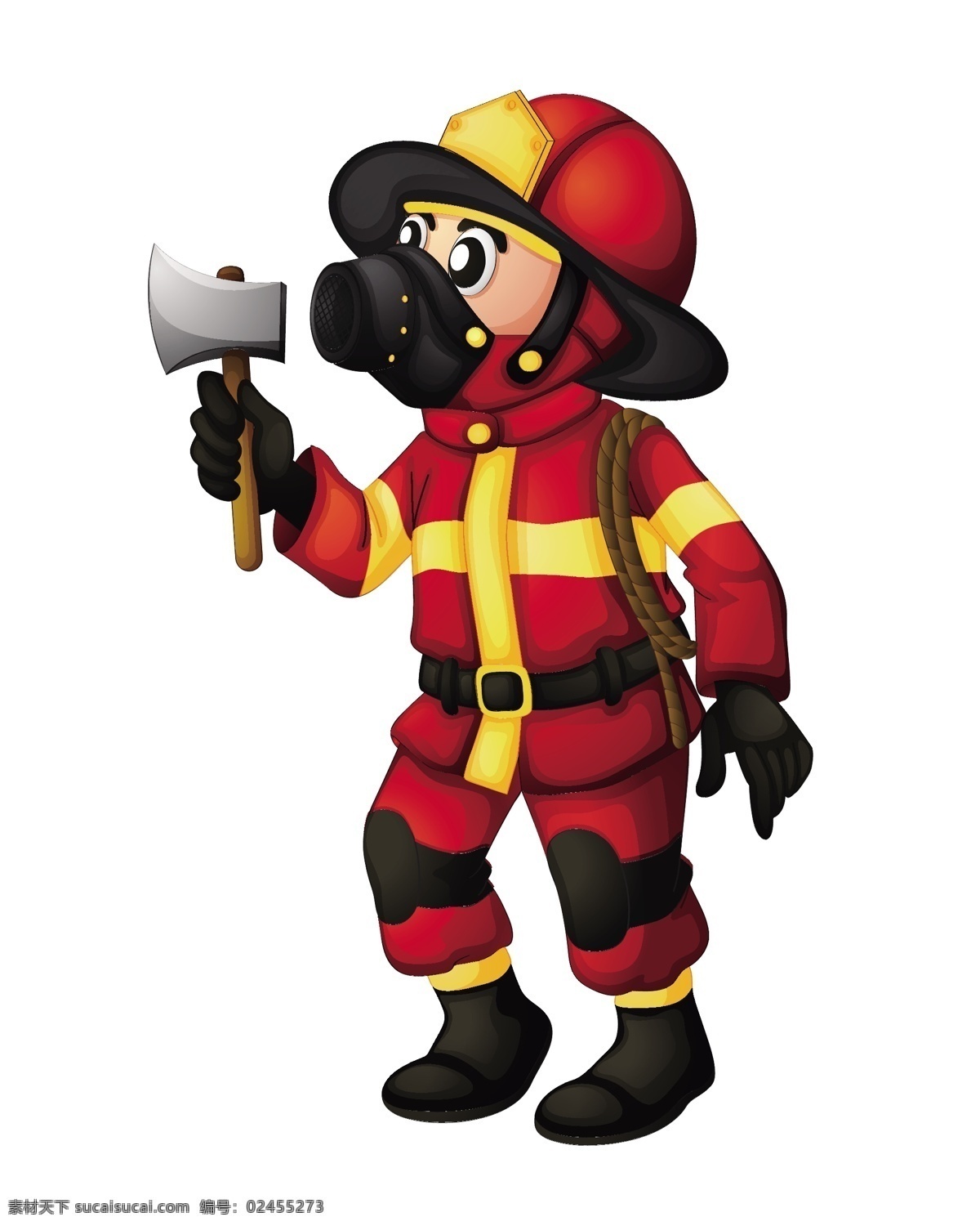 卡通 人物 防毒面具 消防 防范 广告 元素 消防员 消防宣传 安全帽 水龙头 斧子 消防栓 动漫 eps格式