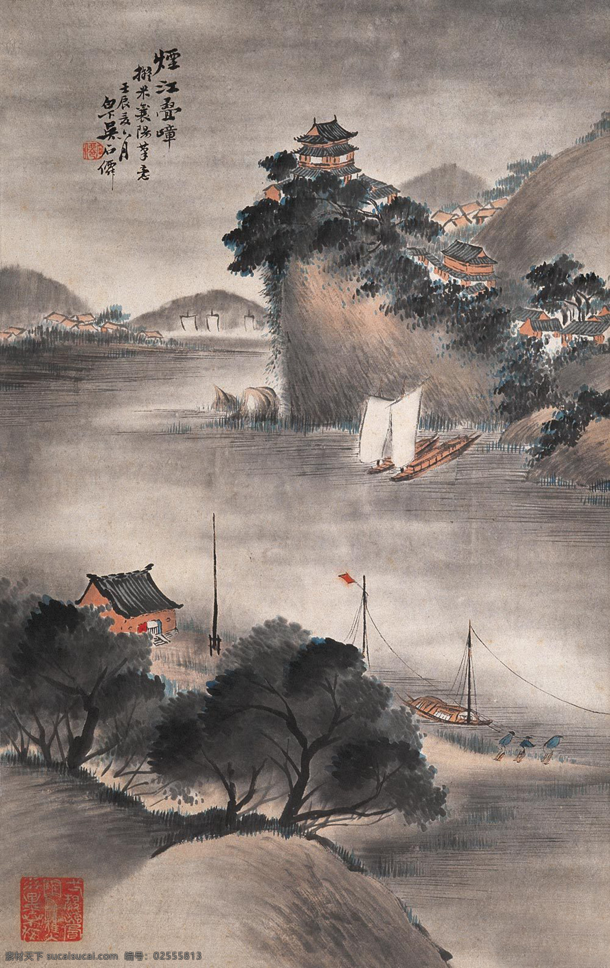 吴 石 僊 近现代 山水画 精选 古画 近代绘画国画 书画 吴石僊 文化艺术