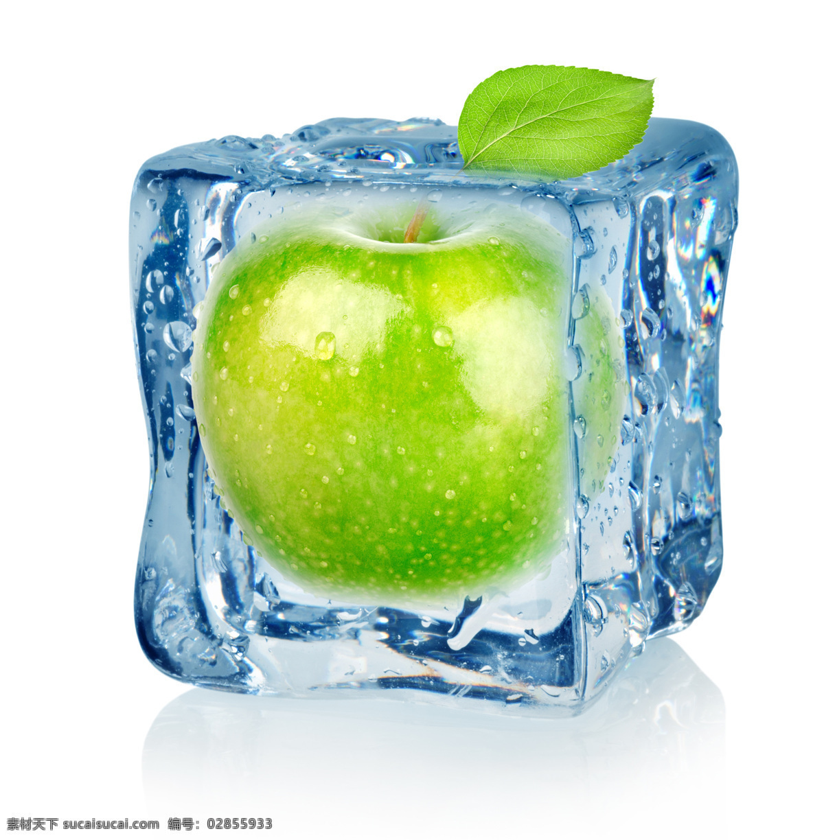 冻 冰 里 新鲜 苹果 绿色 水滴 苹果图片 餐饮美食