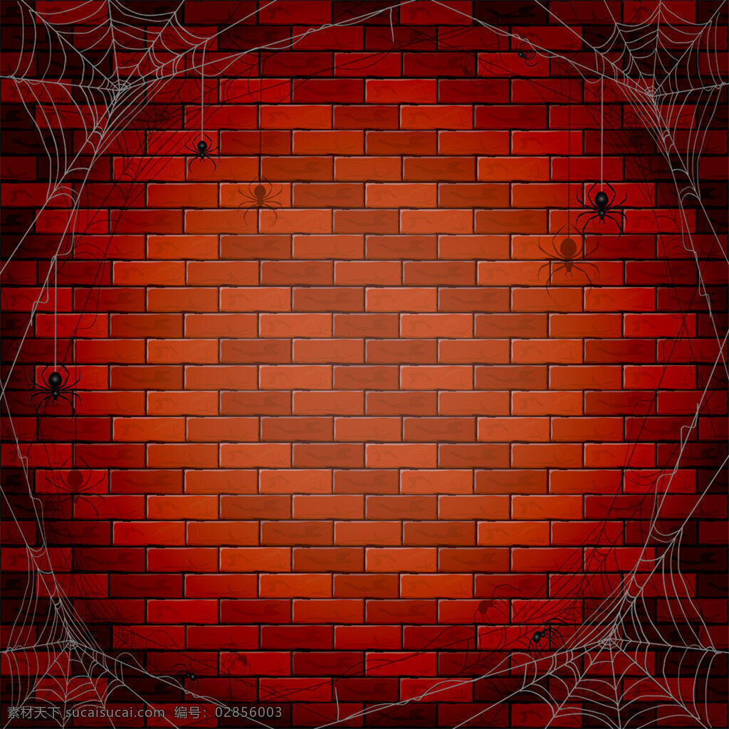 红色 砖墙 蜘蛛网 砖块 砖墙蜘蛛网 矢量