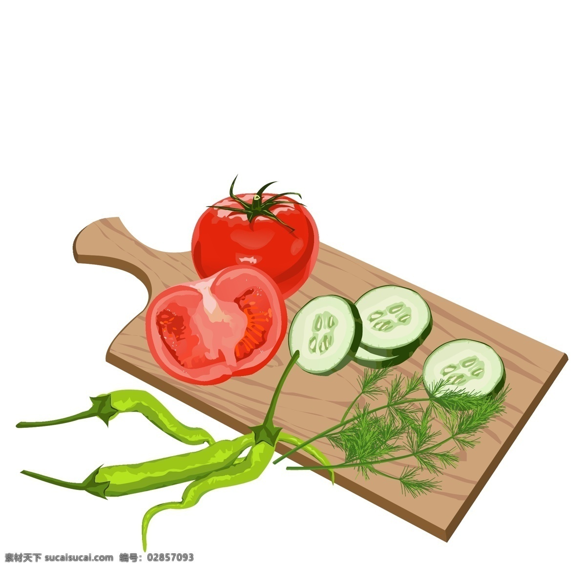 菜板上的蔬菜 新鲜 菜板 蔬菜 黄瓜 西红柿