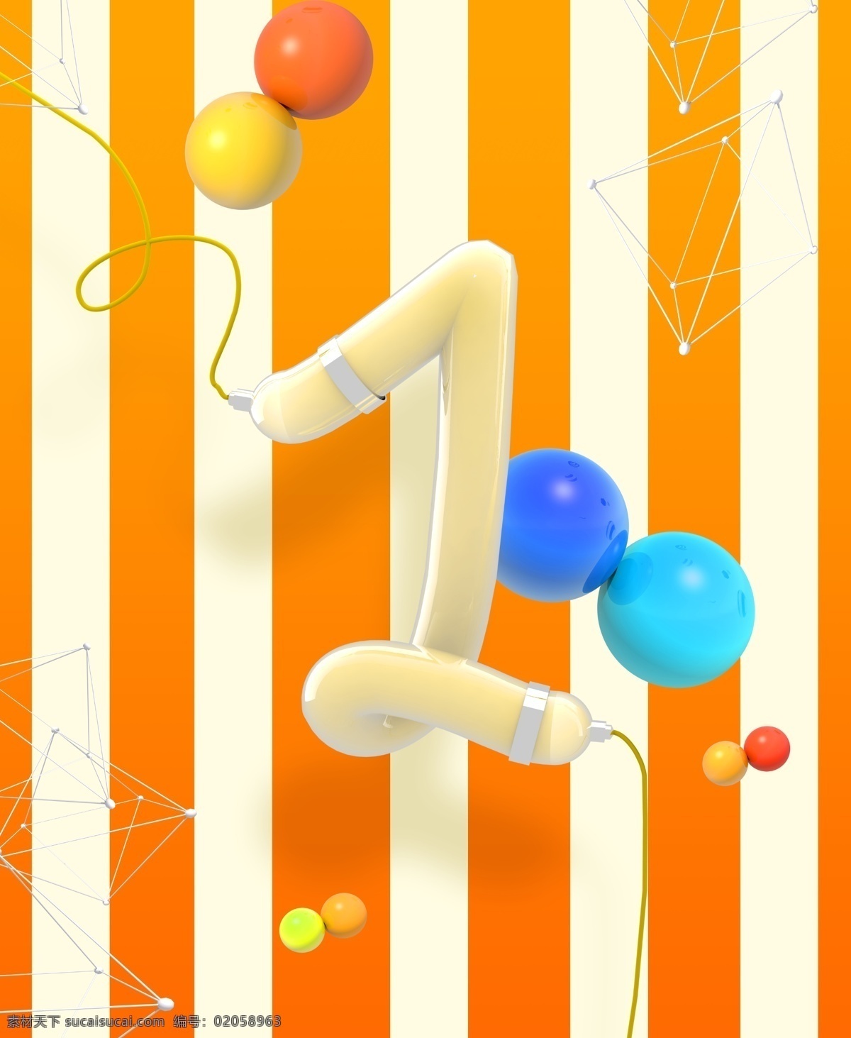 倒计时 c4d 字体 玻璃 质感 数字 字体设计 可爱 3d 时尚 设计元素 立体字 材质 生日气球 甜美 橘色 数字设计 现代 玻璃材质 电灯泡 led 活泼 黄色 条纹 气泡