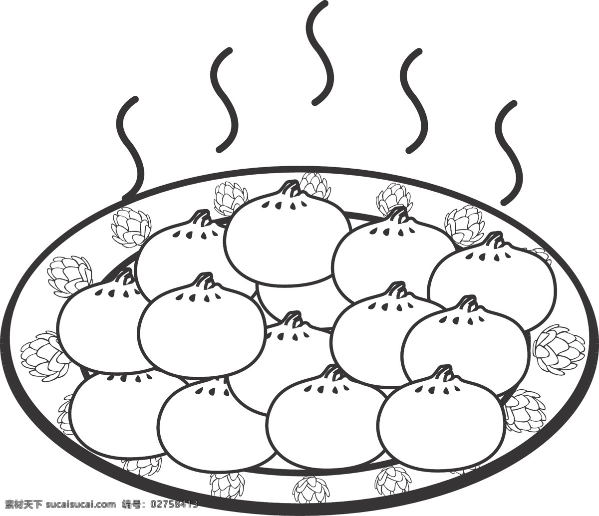 一盘包子 包子 一盘 热气腾腾 面食 食物 常用图集