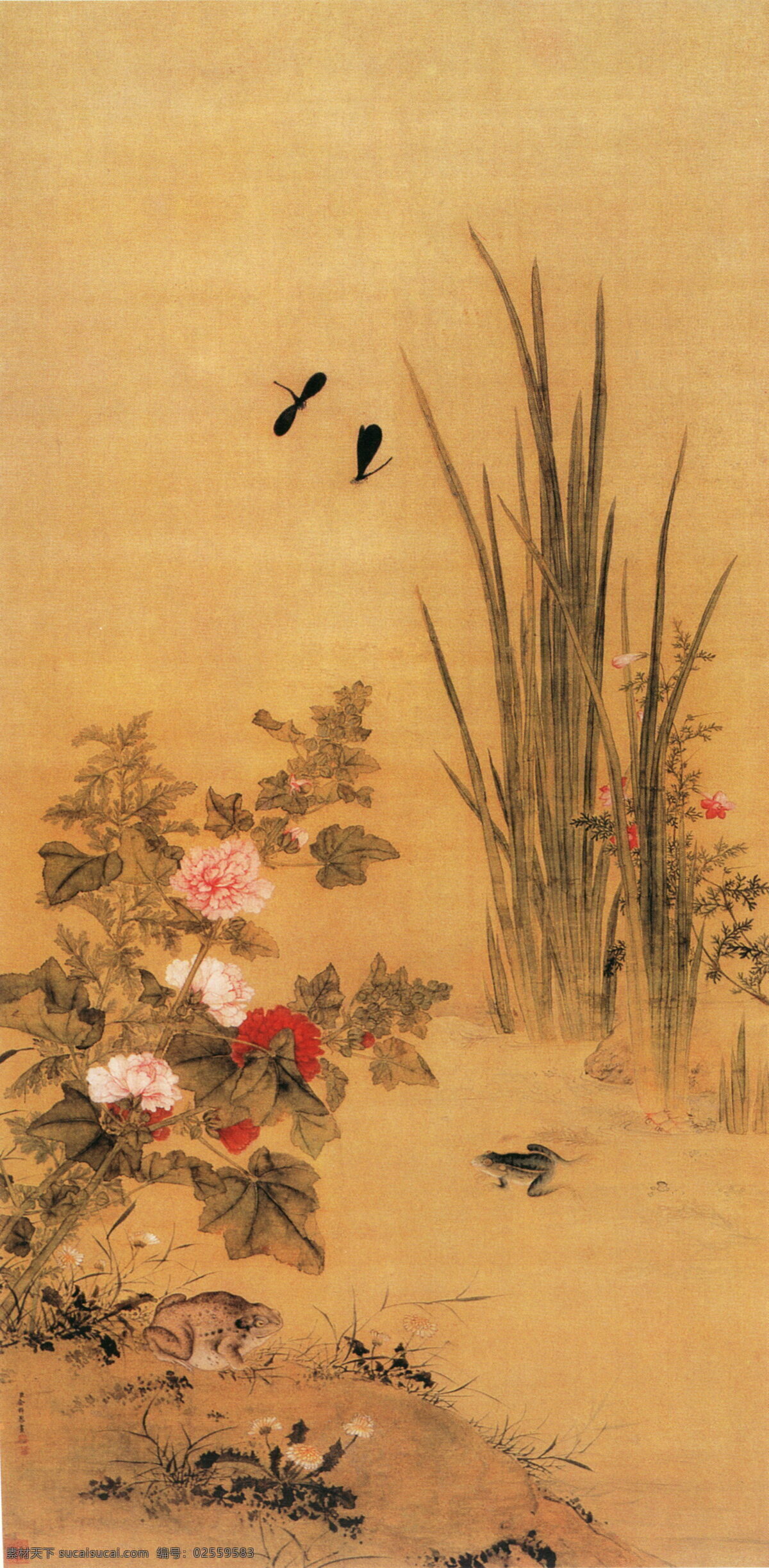 花卉 植物 青蛙 水墨画 名画 水墨花卉植物 国画 中国画 绘画艺术 装饰画 挂画 书画文字 文化艺术
