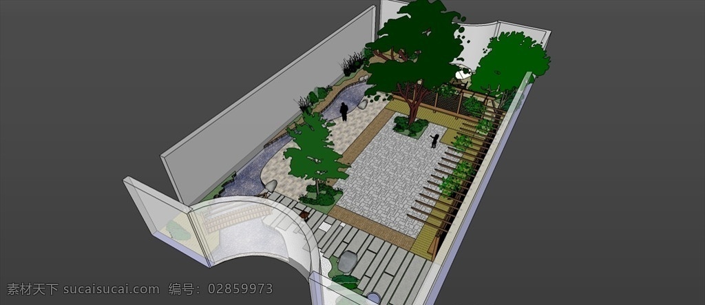 院子模型 休闲角 院子一角 草图大师模型 su建筑模型 建筑设计 景观设计 园林设计 模型 3d设计 室外模型 skp
