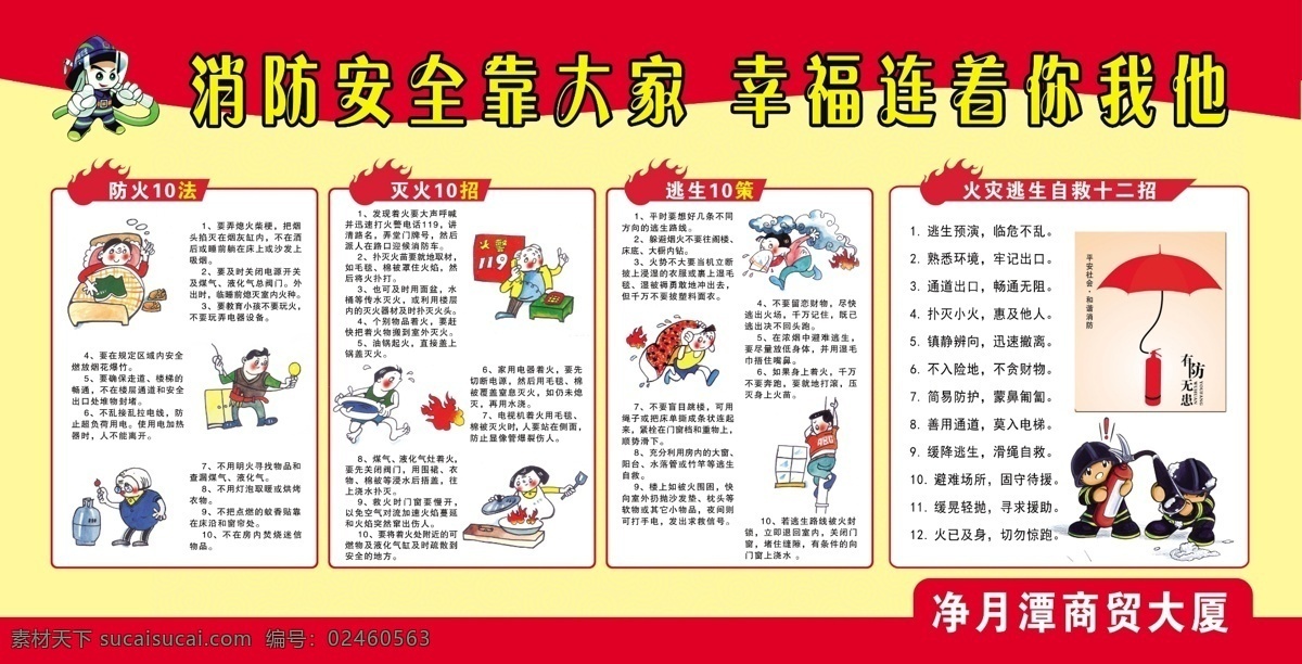 消防安全 防火10法 灭火10法 逃生10策 火灾逃生自救