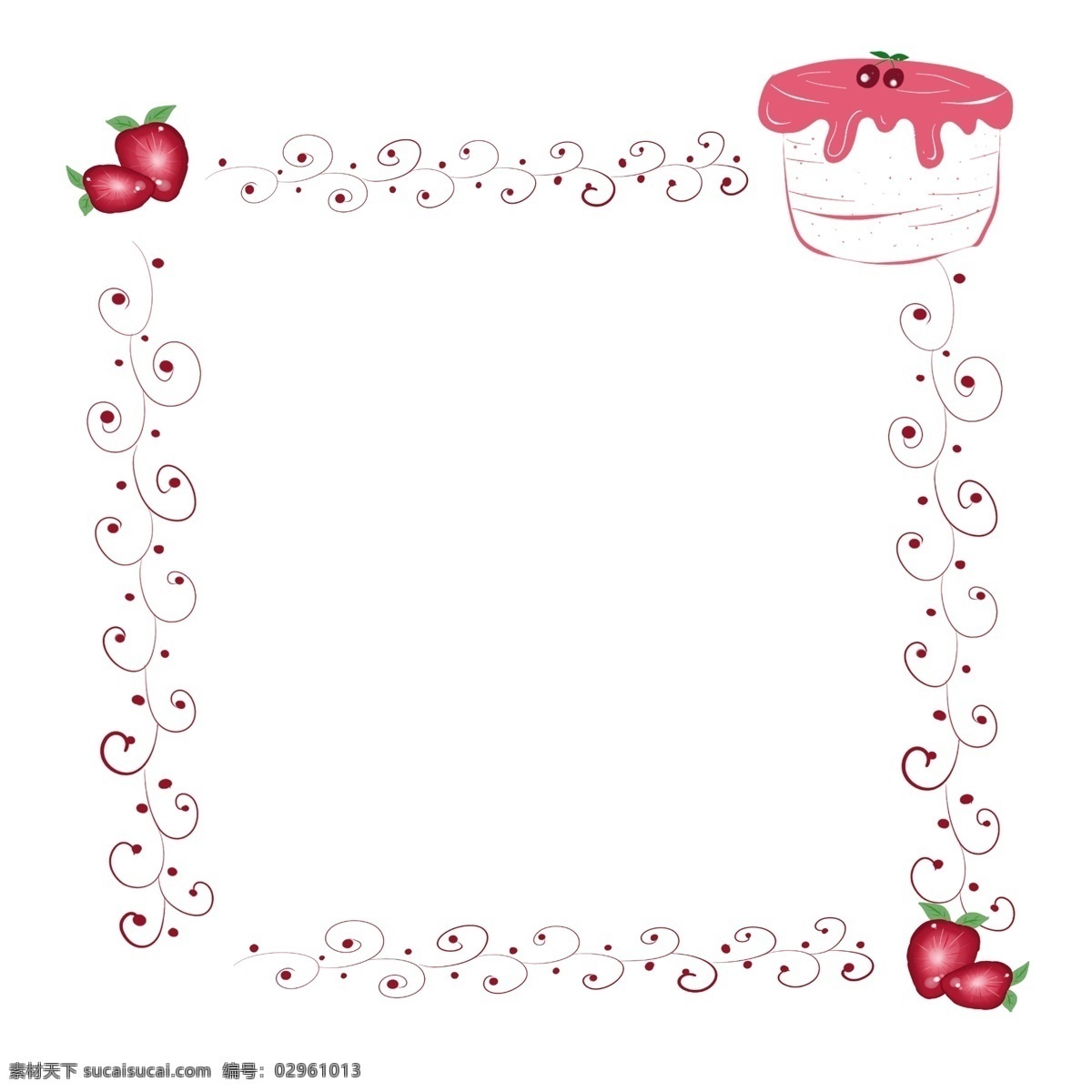 草莓花纹边框 美丽花纹 草莓 水果