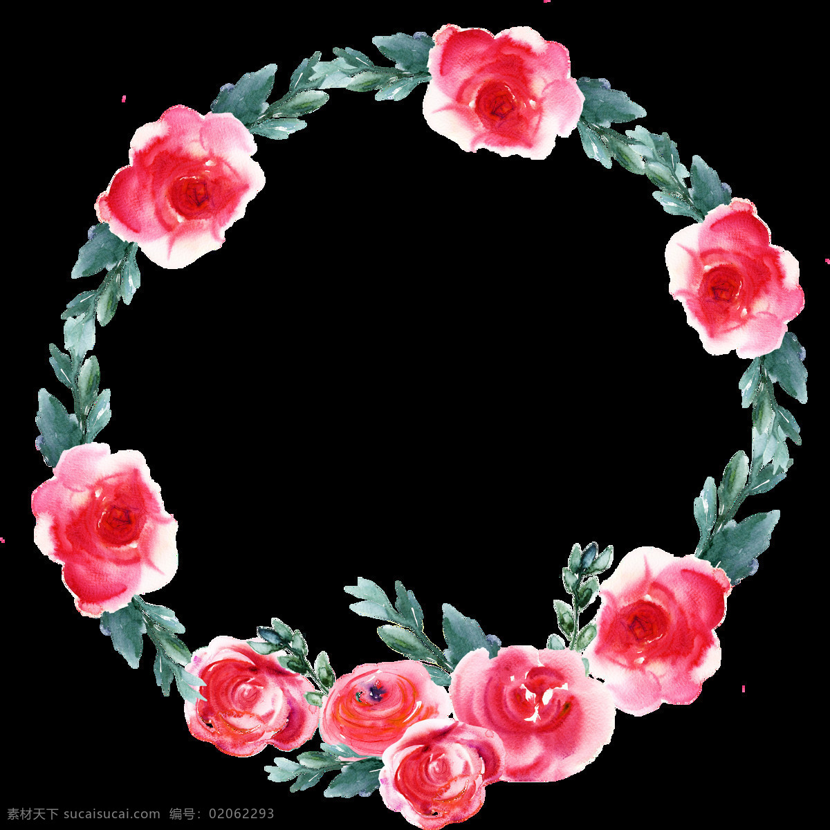红粉 花圈 卡通 透明 花朵 粉色 透明素材 免扣素材 装饰图案