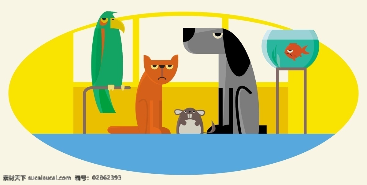 人物 农场 宠物 插画 矢量图 动物 背景 漫画