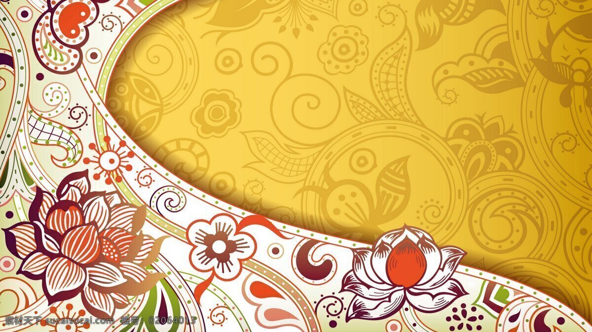 黄色花纹背景 黄色 花纹 背景 桌面 花卉 设计素材 底纹边框 背景底纹