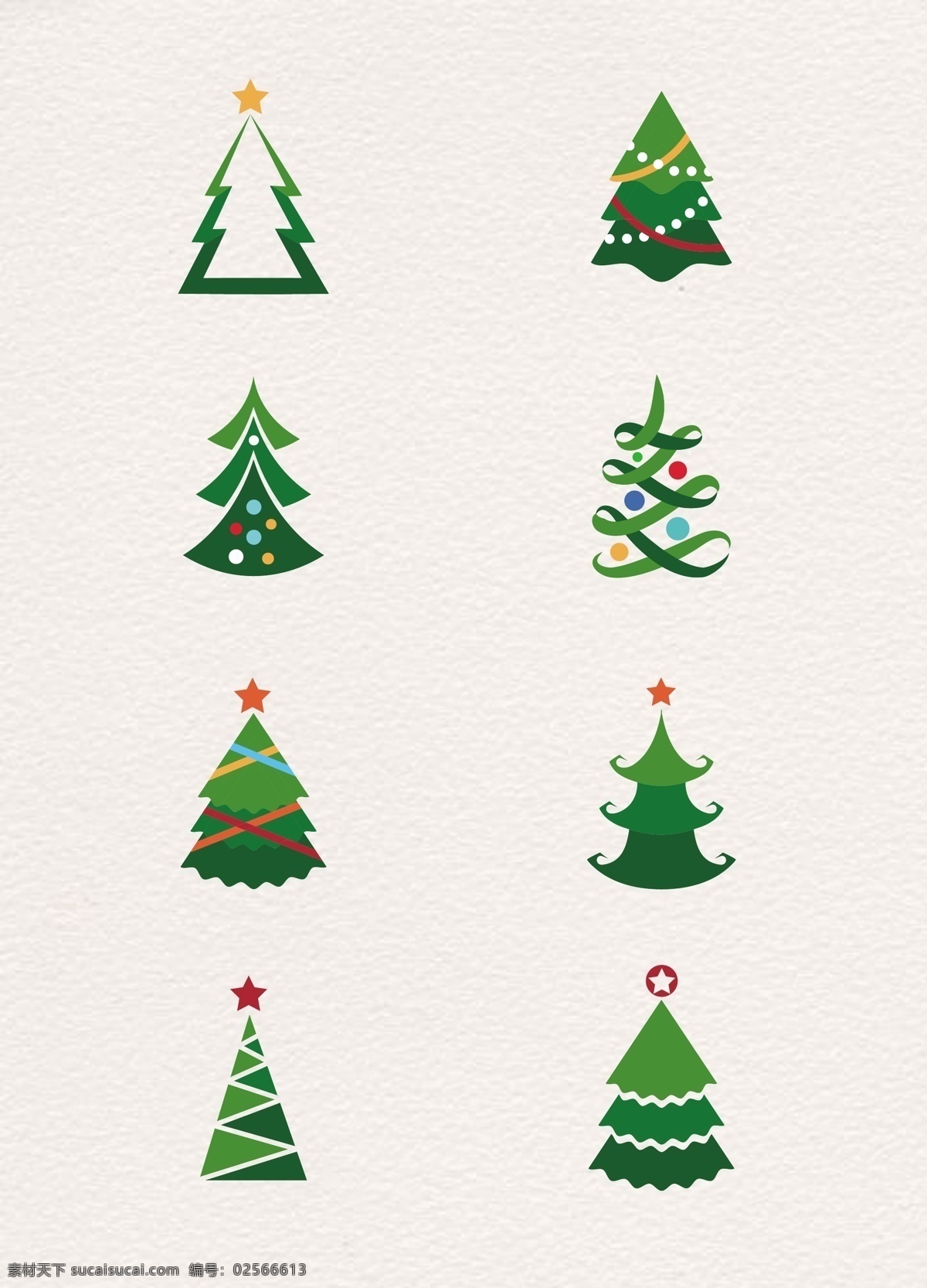 矢量 组 绿色 圣诞树 卡通 绿色植物 装饰图案 植物设计 节日装饰 装饰元素