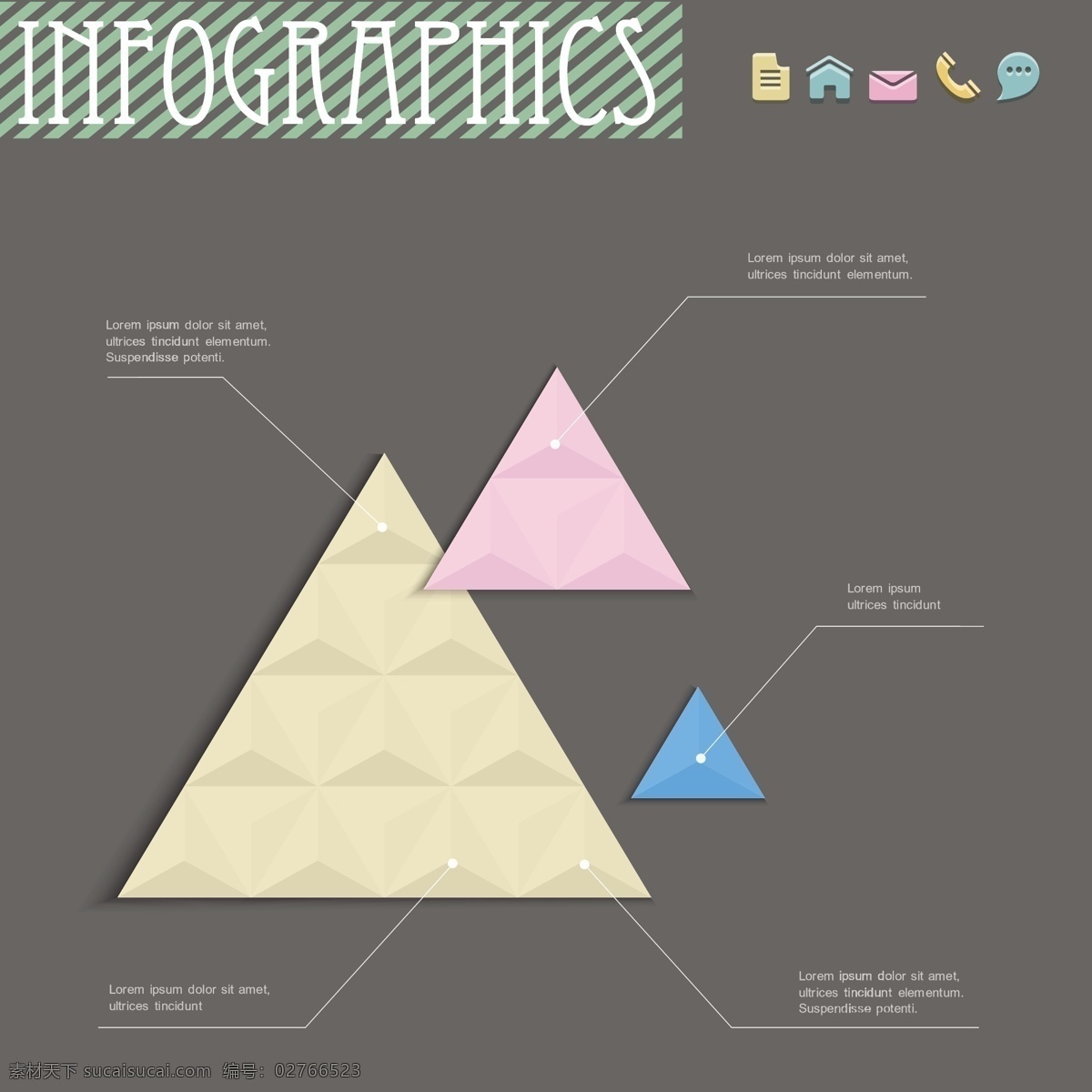 三角形 信息 图表 三角形标签 比例图 统计图 立体图表 信息图表 矢量图表 矢量标签 办公学习 生活百科 矢量素材 灰色