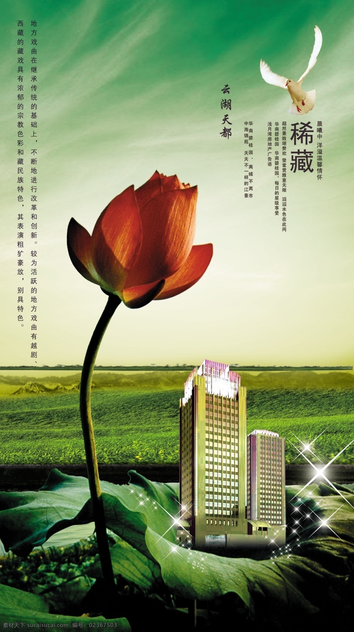 云 湖 天都 荷花 楼盘 广告 psd格式 创意图片 房地产广告 高清图片 荷叶 云湖天都 psd源文件