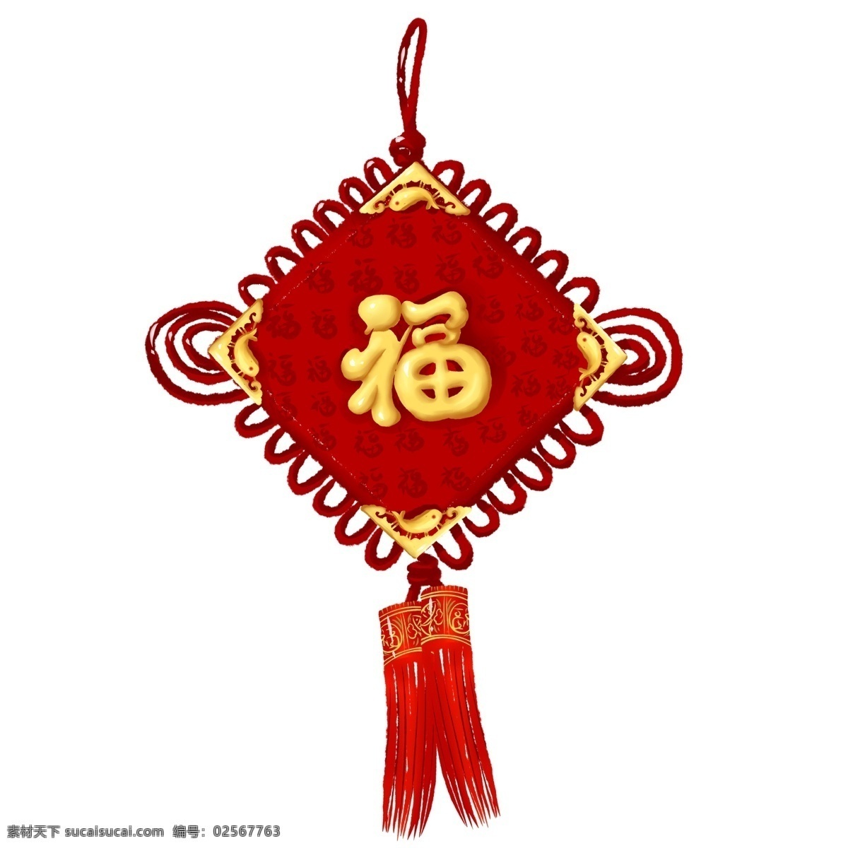 商用 手绘 中国 风 中国结 手工 喜庆 节日 中国风 福 海报素材 元素 福字