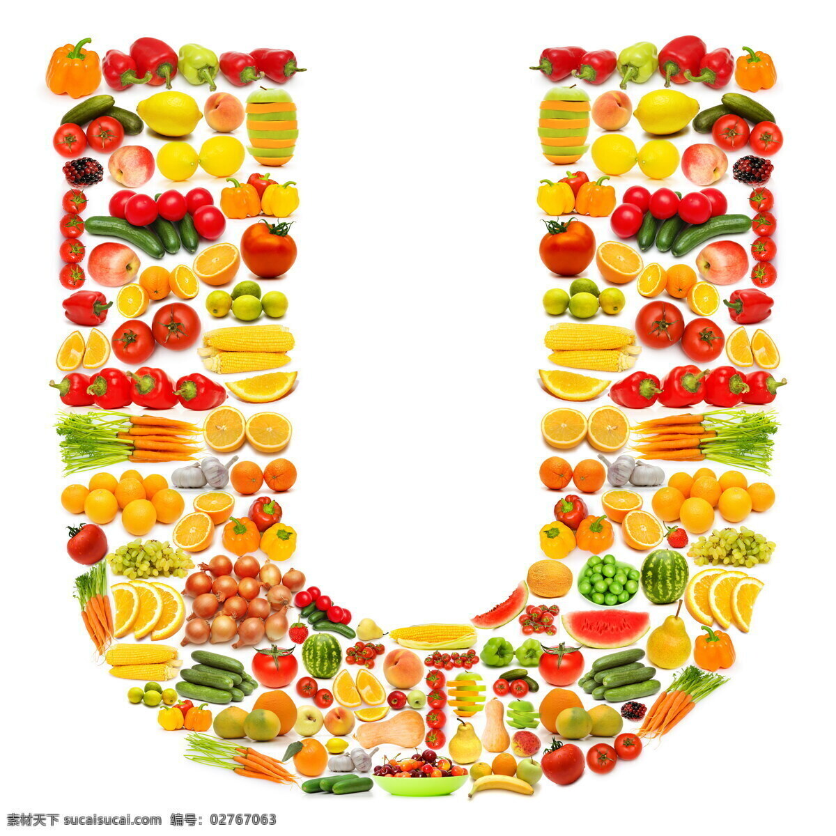 蔬菜水果 组成 字母 u 辣椒 胡萝卜 葡萄 猕猴桃 蔬菜 水果 食物 水果蔬菜 餐饮美食 书画文字 文化艺术 白色