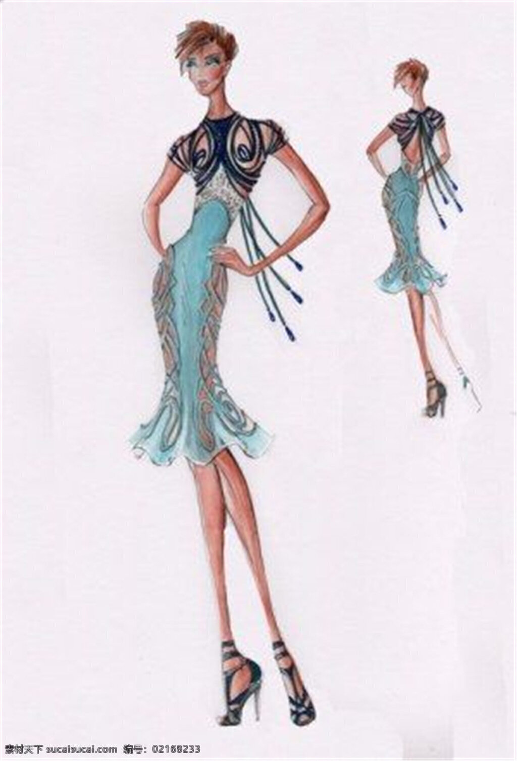 蓝色 紧身 裙 设计图 服装设计 时尚女装 职业女装 职业装 女装设计 效果图 短裙 衬衫 服装 服装效果图 连衣裙