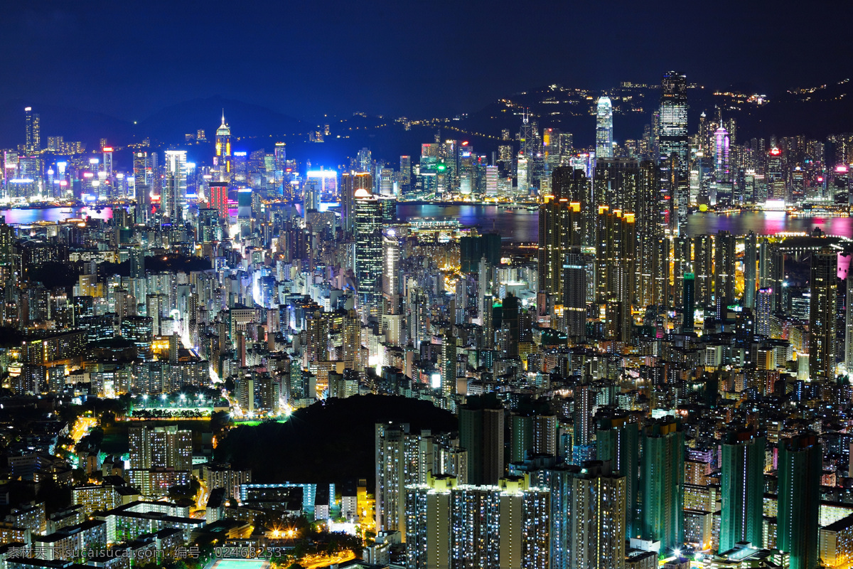 繁华 都市 夜景 城市 大厦 建筑 香港 城市风光 环境家居 黑色