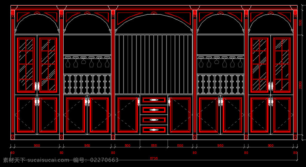 欧式酒柜 欧式 酒柜 展示柜 dwg 黑色