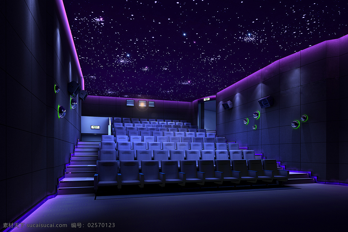 现代 蓝色 电影院 观众席 装修 实景 图 室内设计 蓝色灯光 休闲会所 环境设计 现代装修 家装平面图 施工图 欧式风格 装修设计