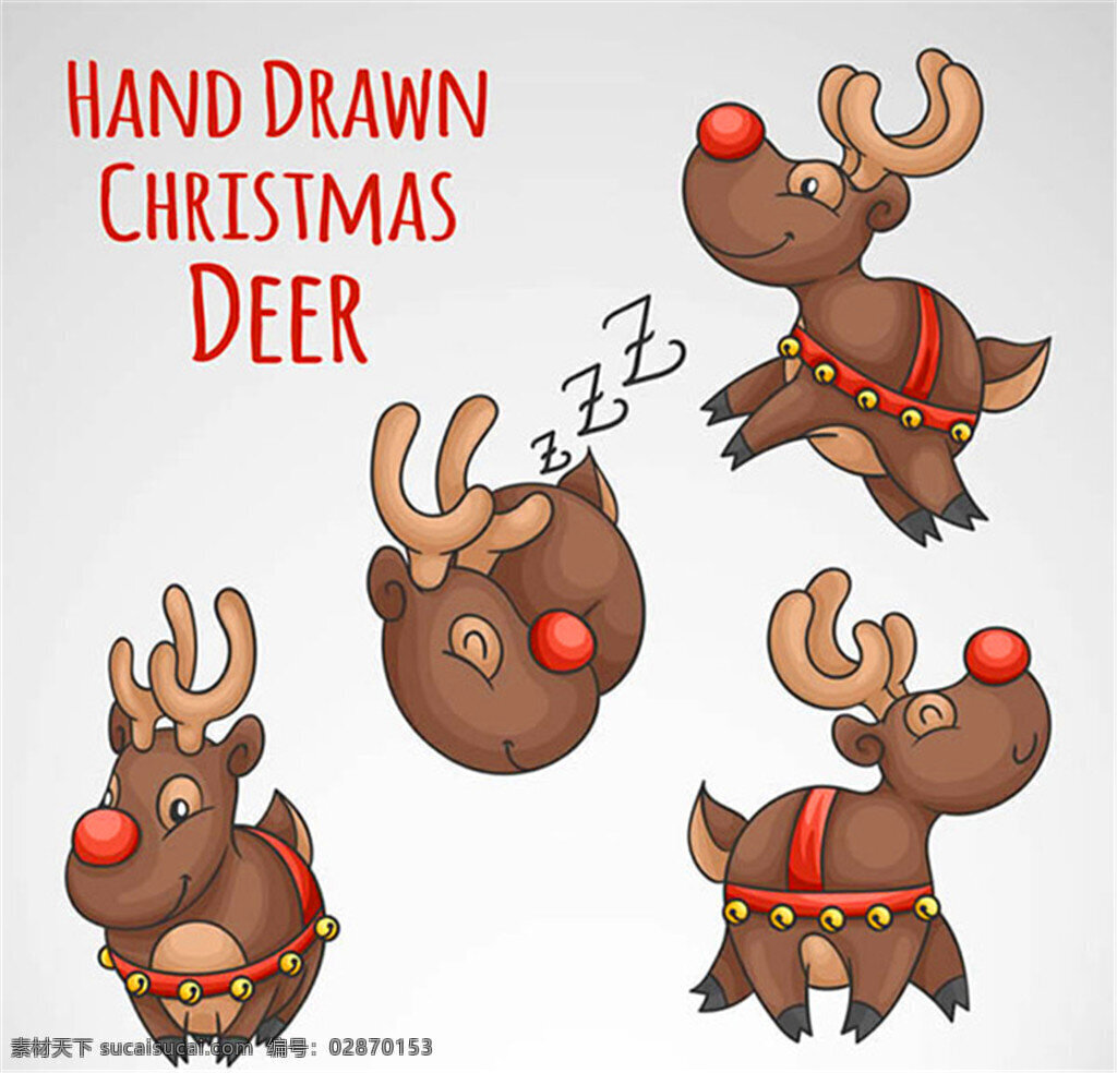 卡通 圣诞 驯鹿 矢量 动物 圣诞节 矢量图 ai格式
