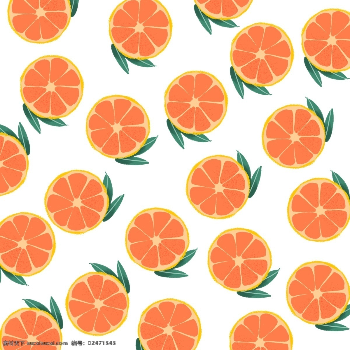 创意 小清 新手 绘 风 橘子 装饰 图案 小清新 手绘风 装饰图案 水果 橙色 橙子 清爽 美食 切开的橘子 截面