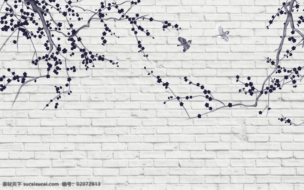 砖墙 梅花 创意 玄关 屏风 背景 电视墙 电视 墙 底纹